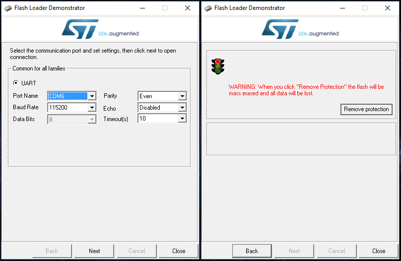 STM32 Flash loader demonstrator